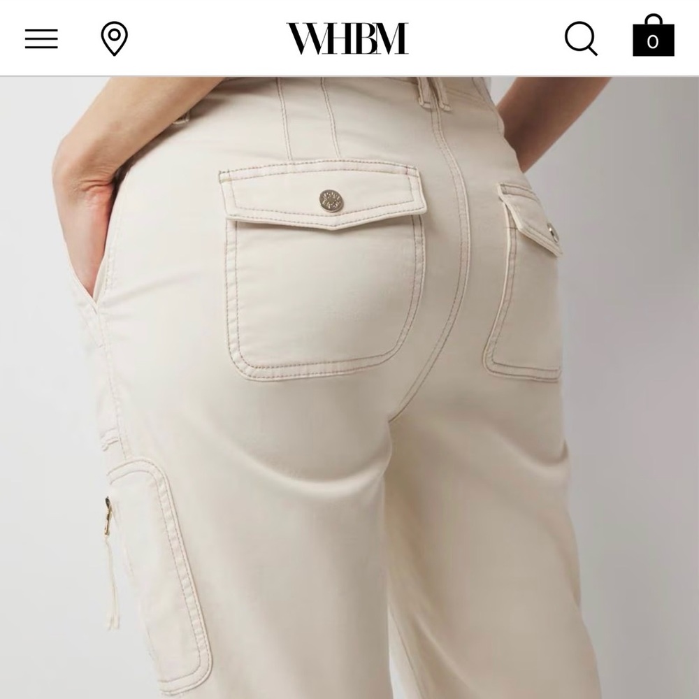 White House Black Market Cream Cropped Cargo Pants - Picture 3 of 5